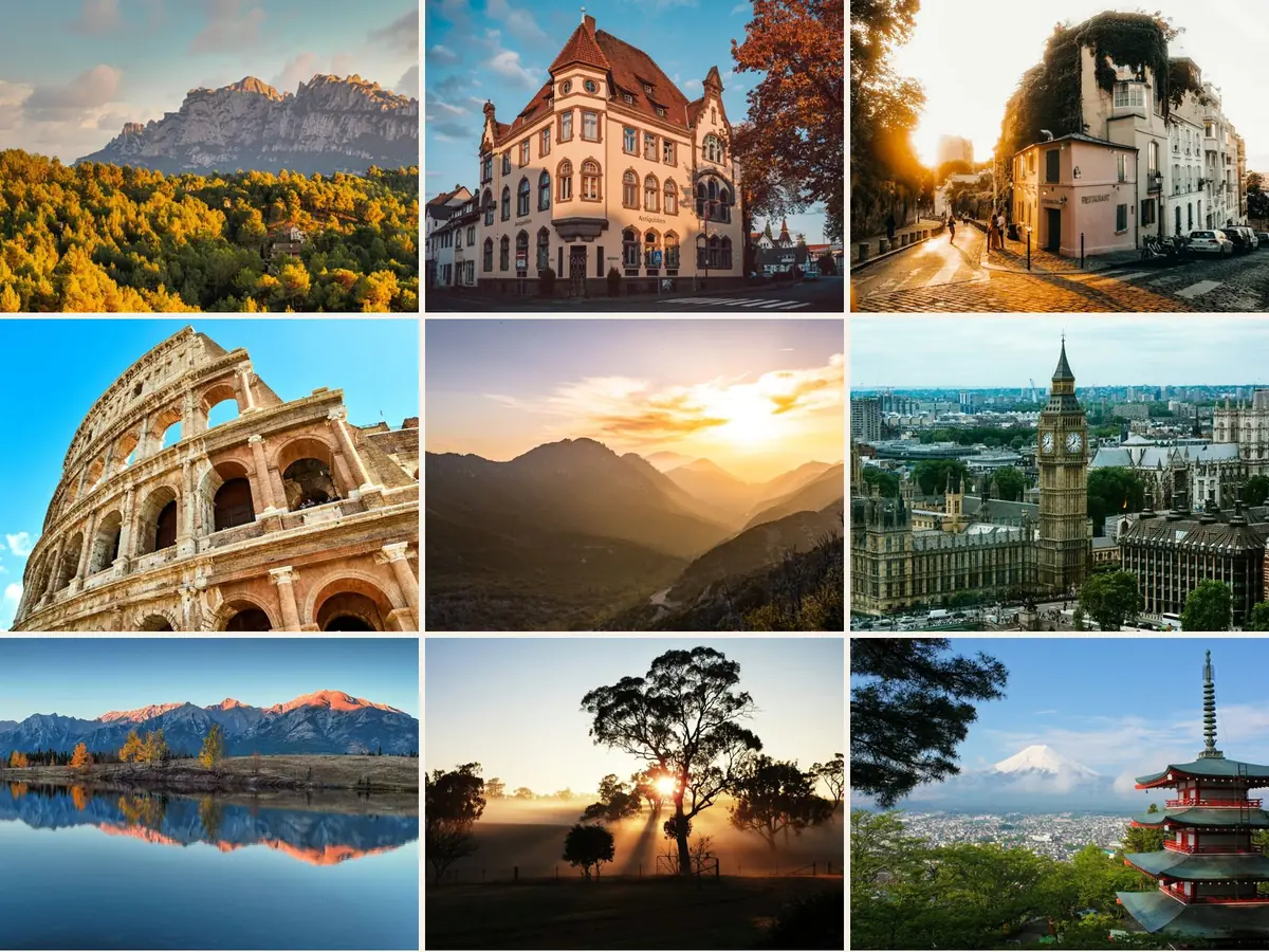 Photos of the nine countries with their own snapshot in the report: Spain, Germany, France, Italy, the United States, the United Kingdom, Canada, Australia and Japan